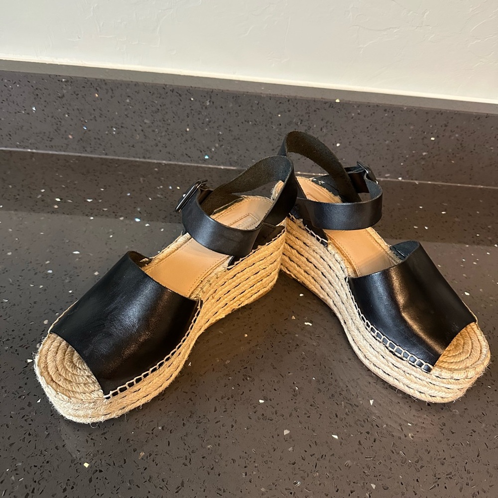 Black Wedge Sandals